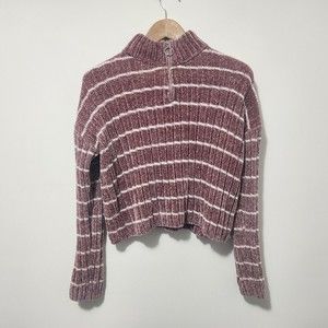 PINK REPUBLIC Women's Pink Sweater Crop Top 1/4 Zip Size M